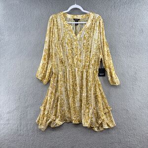 Simply Vera Vera Wang Yellow Abstract Ruffle Hem Dress XXL NWT